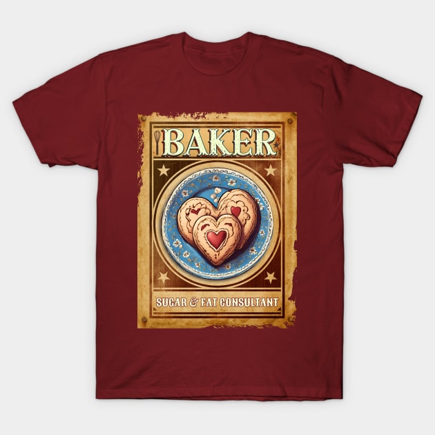 Baker western wanted poster heart cookies baking pastry chef T-Shirt by BigMRanch